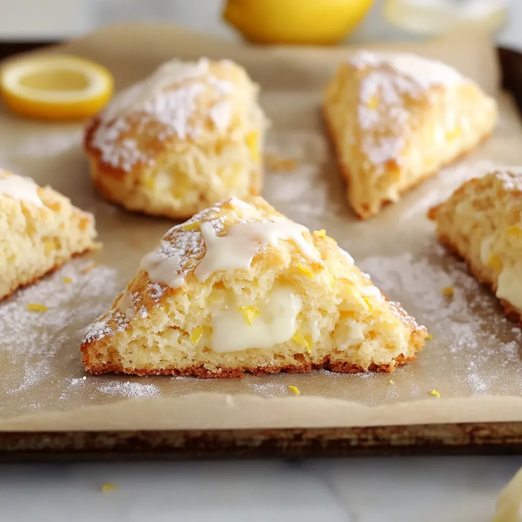 Golden flaky lemon scones