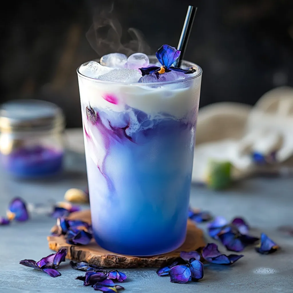 Cool Iced Blue Tea Latte