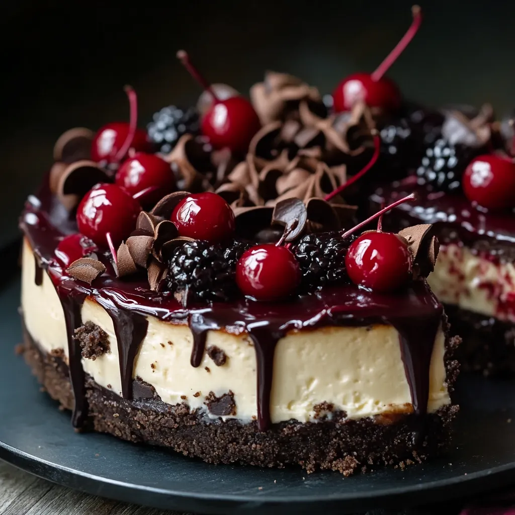Rich Chocolate Black Forest Cheesecake