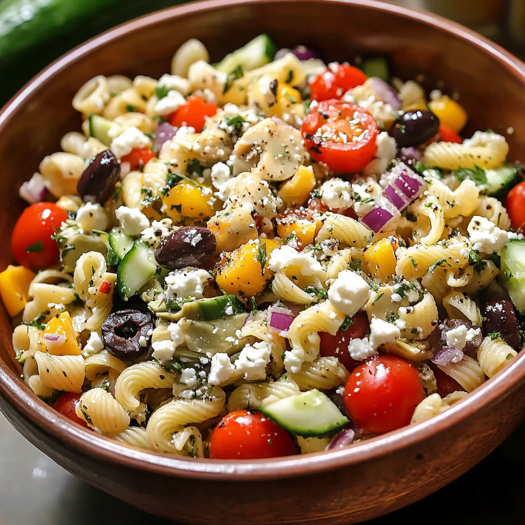 Fresh Greek Pasta Salad Bowl