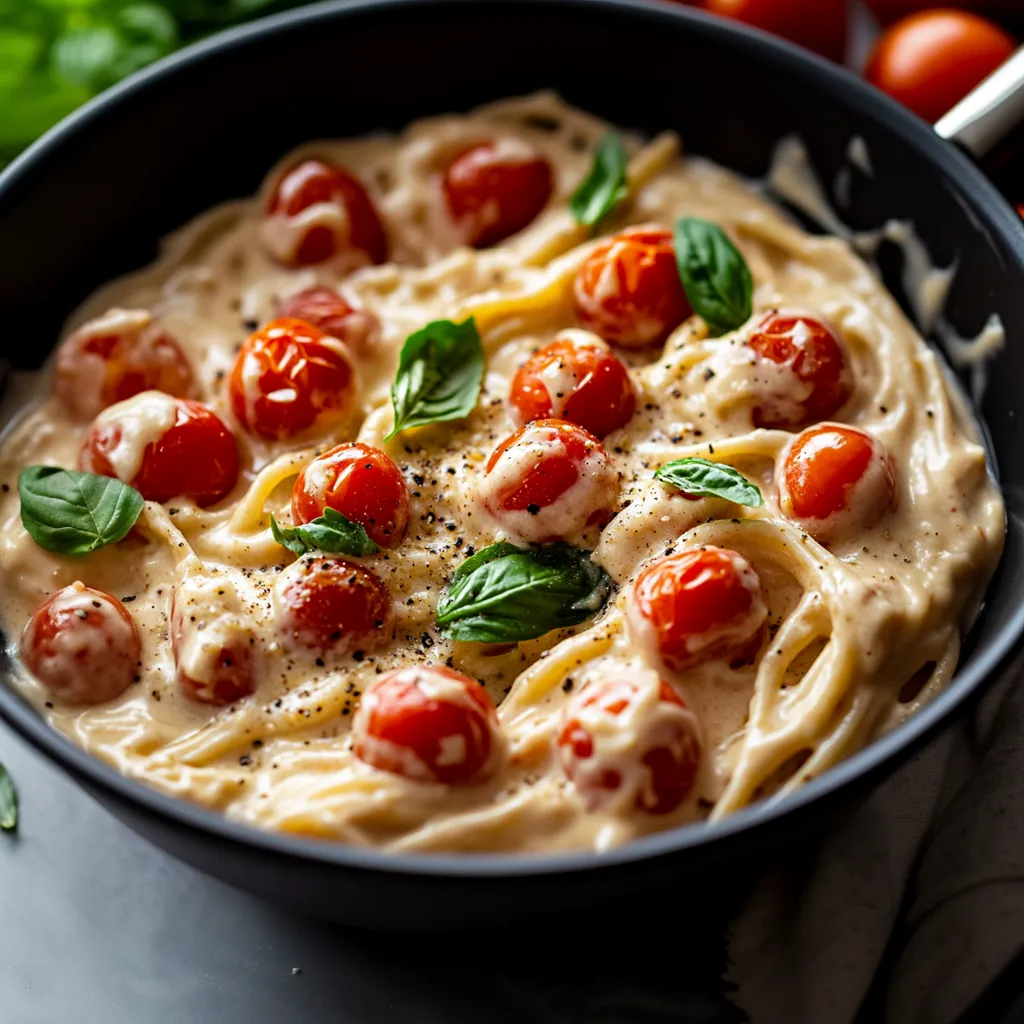 Creamy Tahini Pasta with Cherry Tomatoes