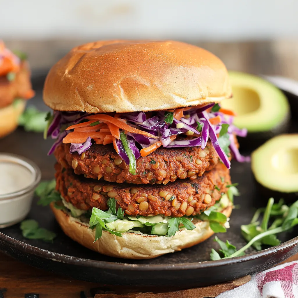 Lentil Burgers with Tahini Slaw (Plant-Based)