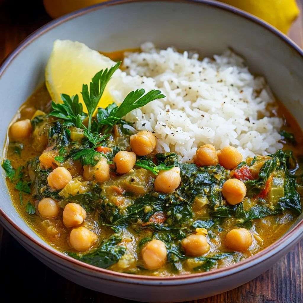 Chickpea, Spinach, and Herb Stew Dish