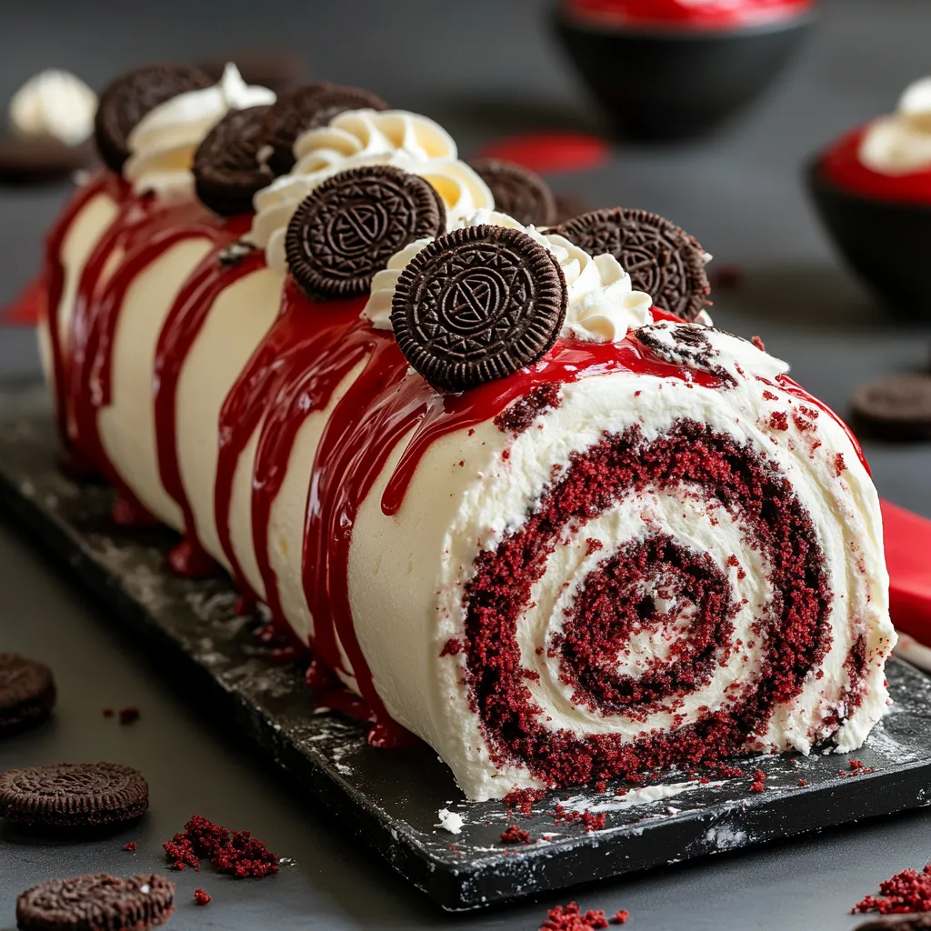 Velvet Oreo Cake Roll