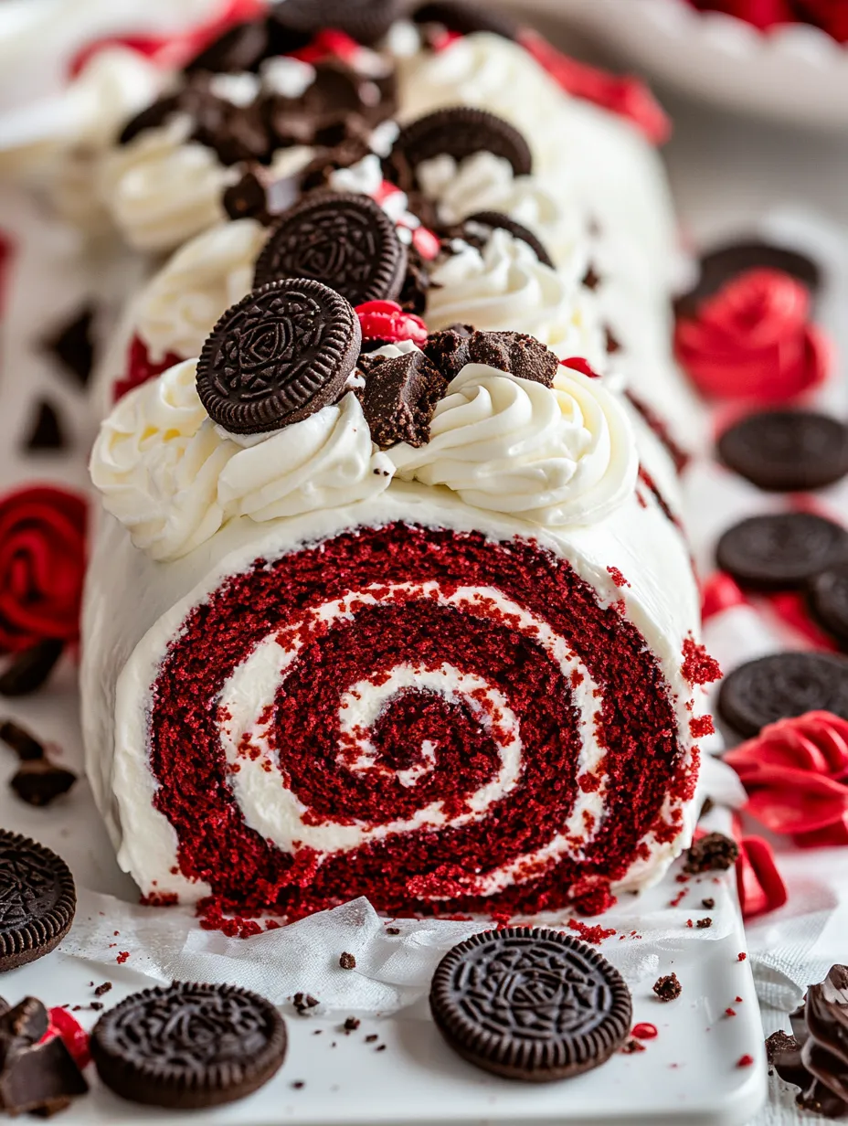 Delicious Red Velvet Oreo Cake Roll