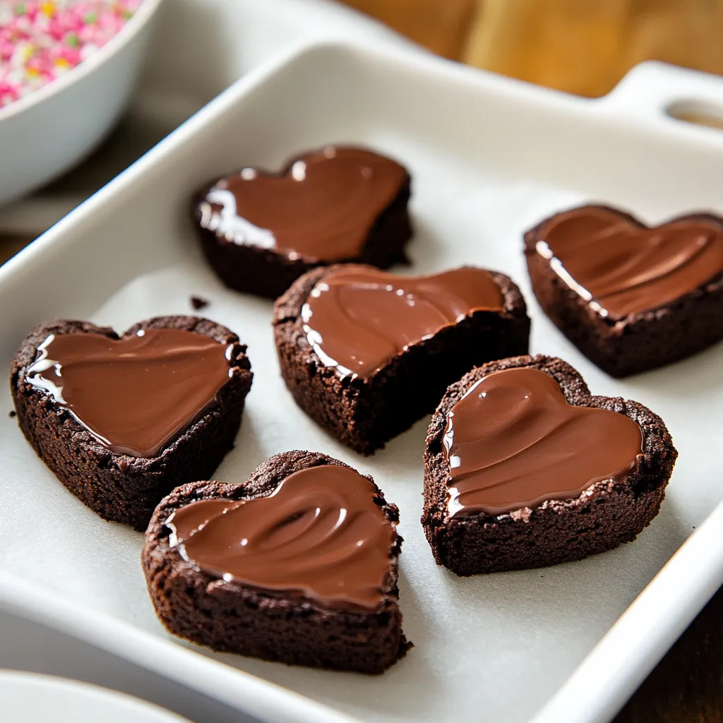 Heart Shaped Brownies with Chocolate Dip
