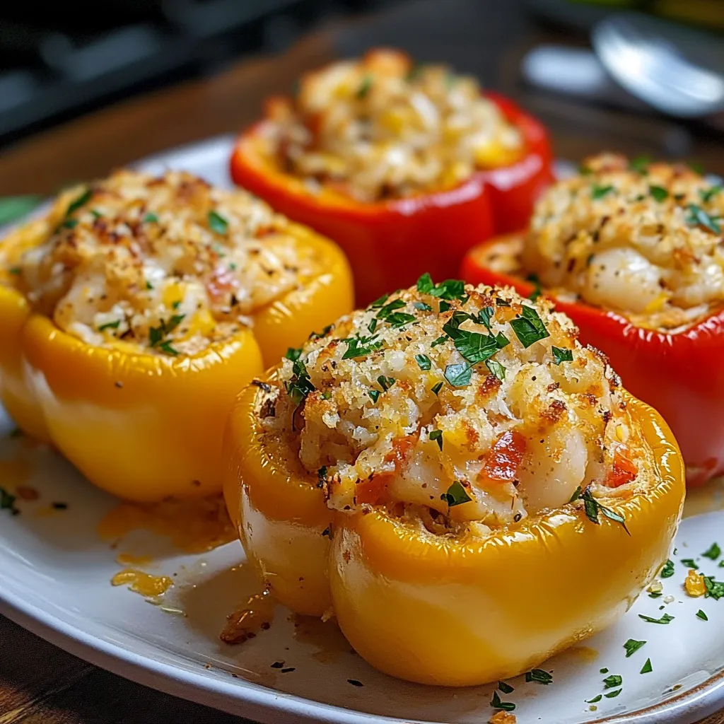 Peppers stuffed with crab and shrimp