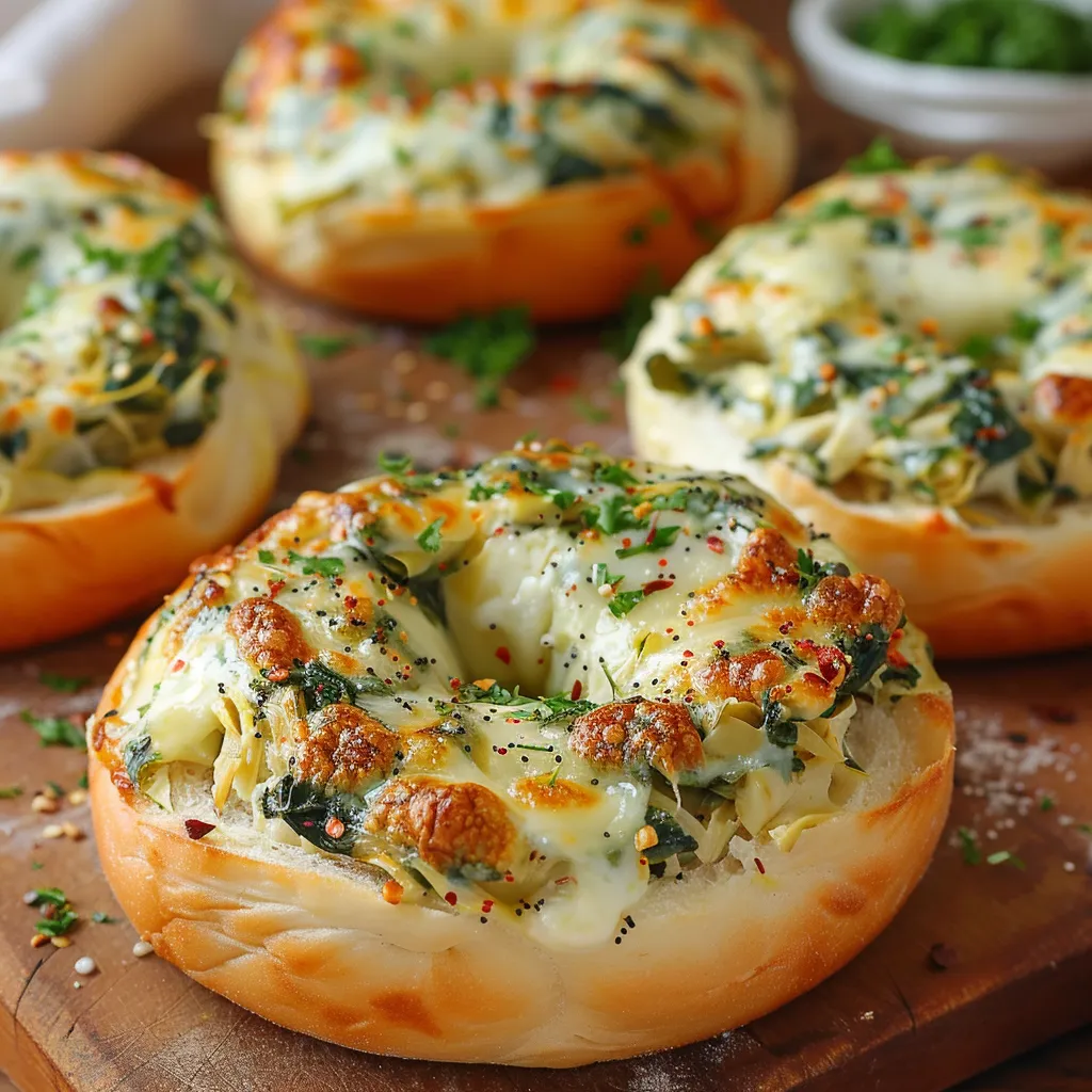 Crispy Cheesy Spinach Bagels