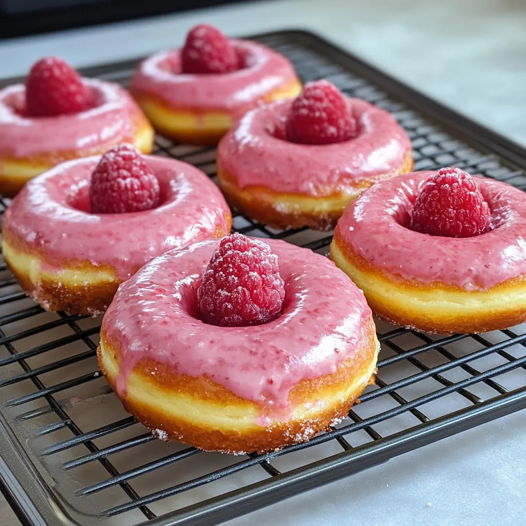 Raspberry donuts baked fresh