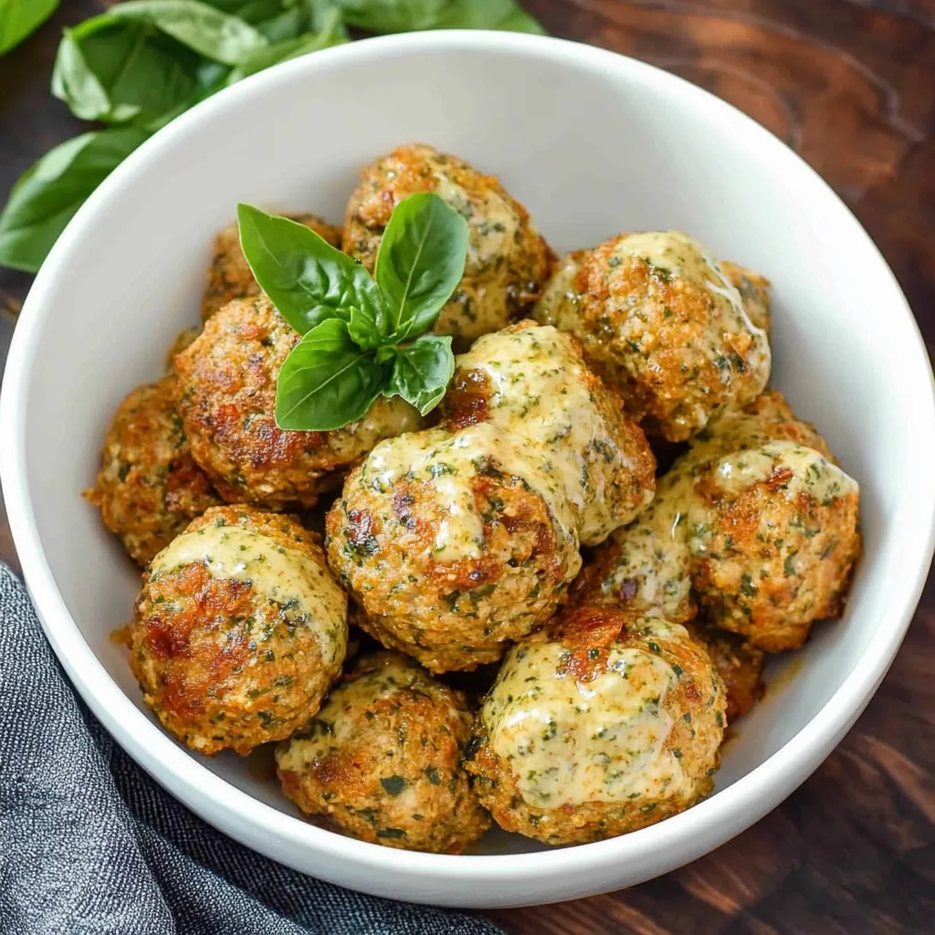 Rich and Creamy Sun-Dried Tomato Pesto Meatballs