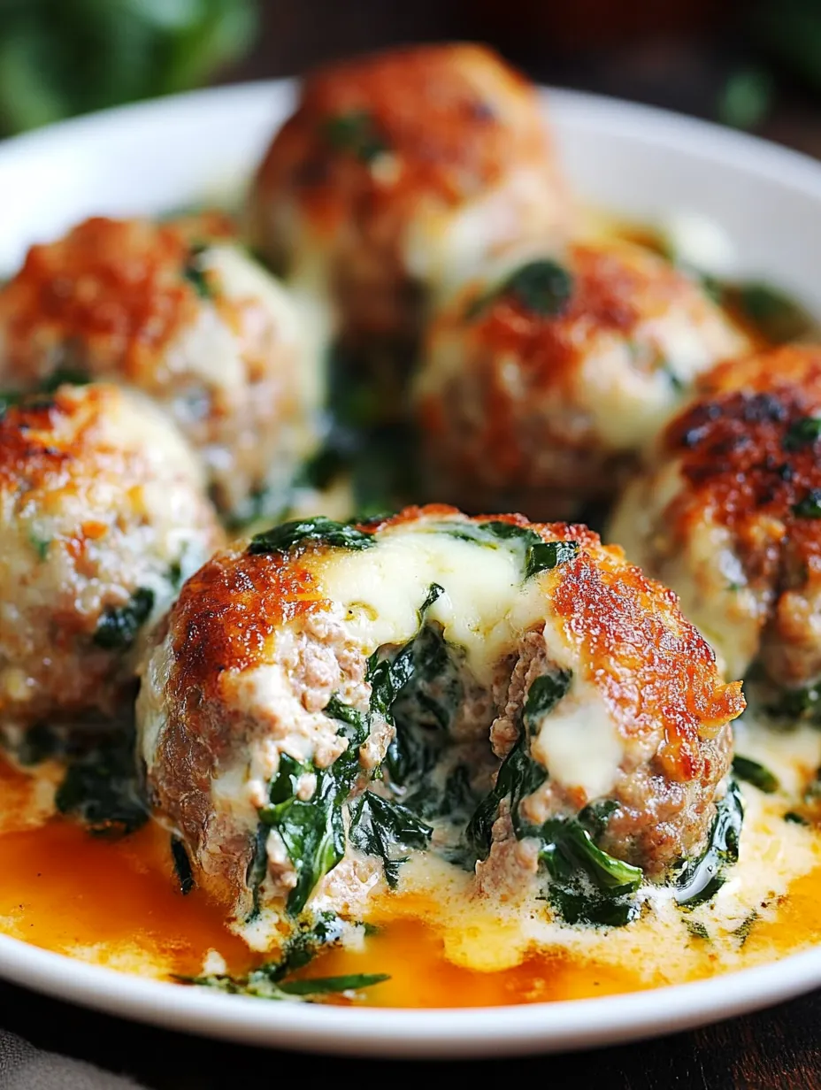 Turkey Meatballs with Spinach, Garlic and Mozzarella Centers