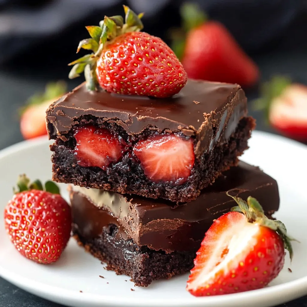 Strawberries with Fudgy Brownies