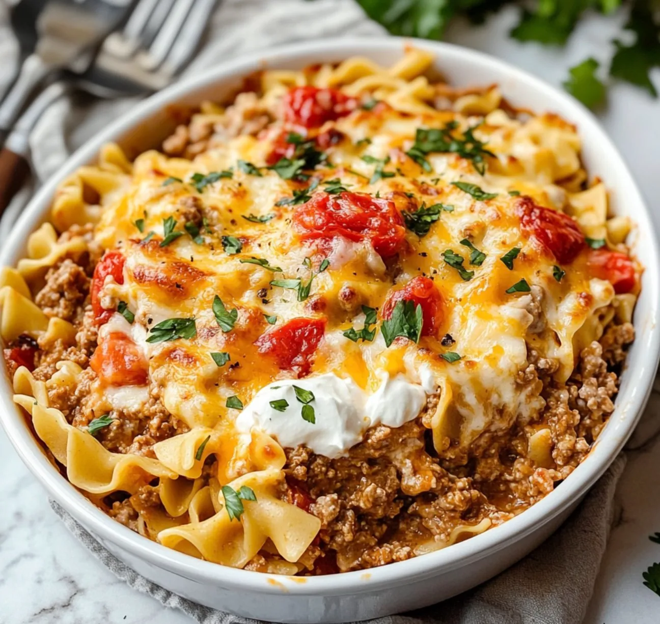 Cheesy Beef Lombardi Casserole