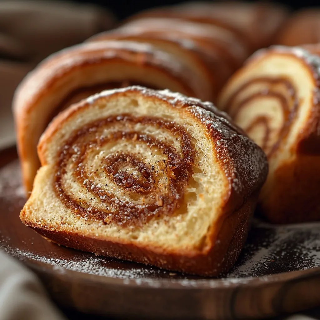 A delicious cinnamon loaf on a plate.
