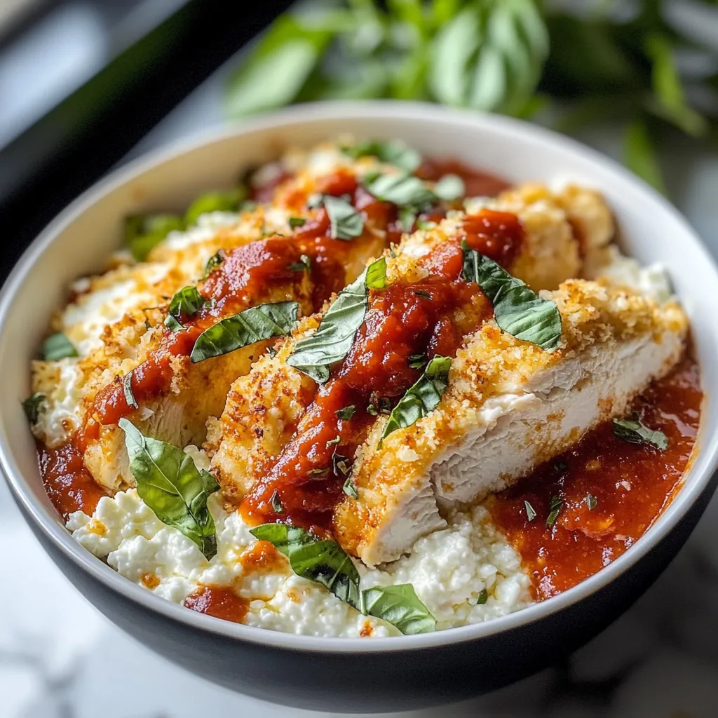 A bowl of food with chicken and sauce.