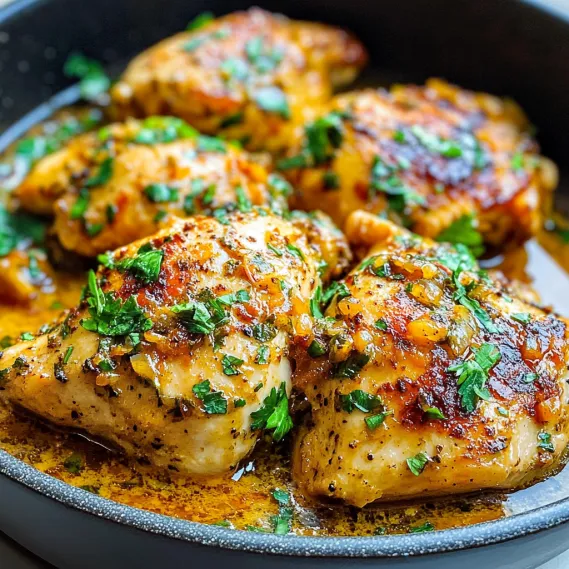 Pan-seared chicken with fresh herbs.