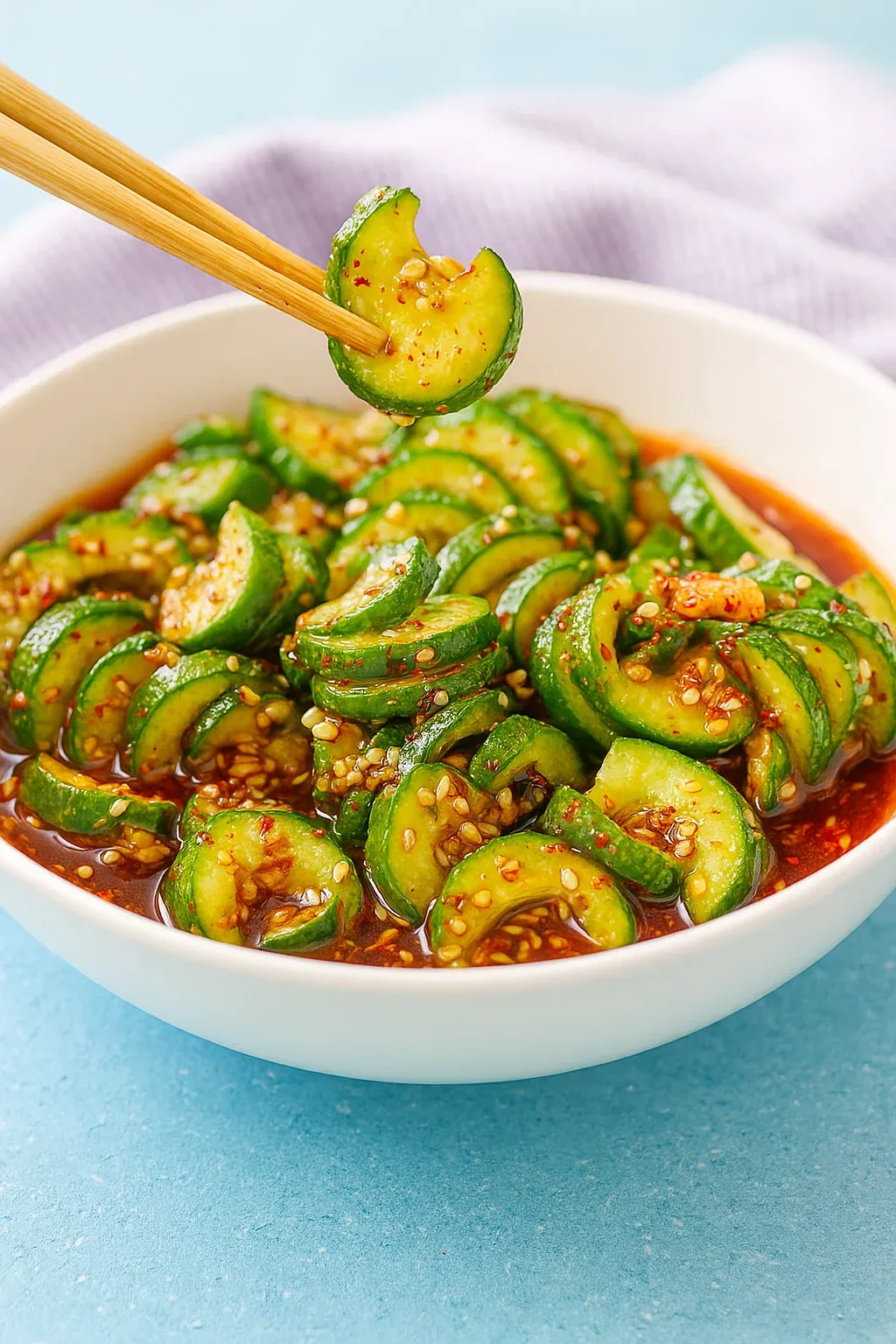 A bowl of food with chopsticks in it.