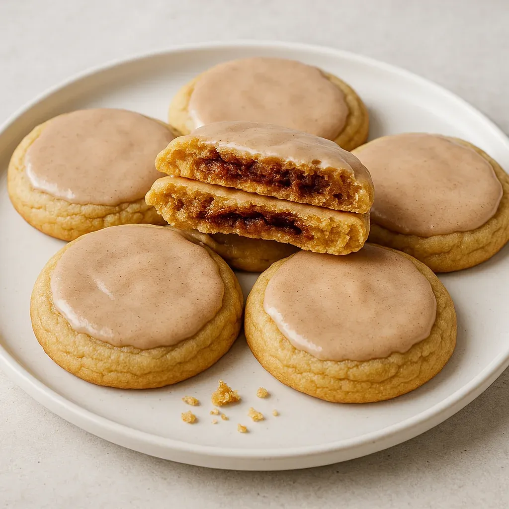 A plate of glazed cookies.