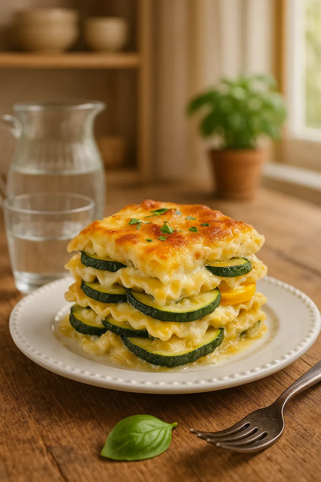 A stack of zucchini and cheese.