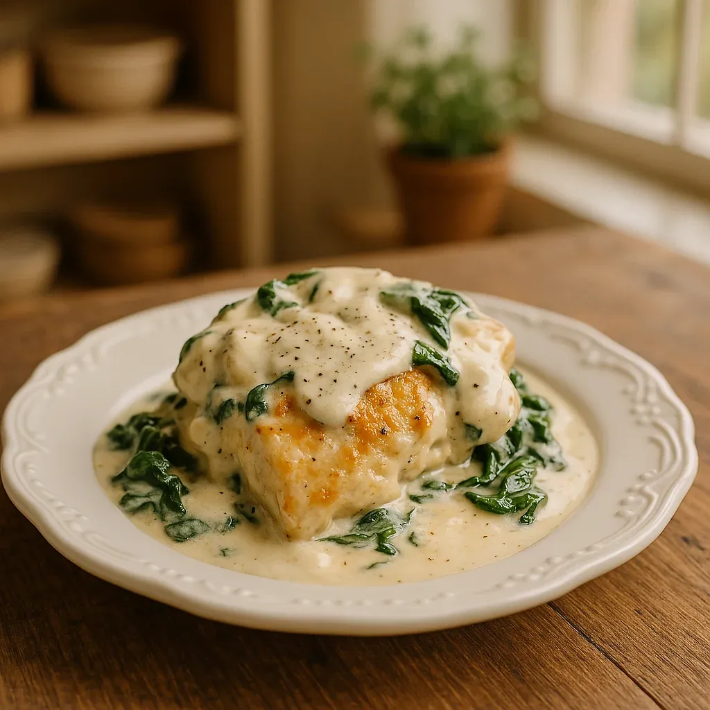 A close-up shot of a white plate with food.