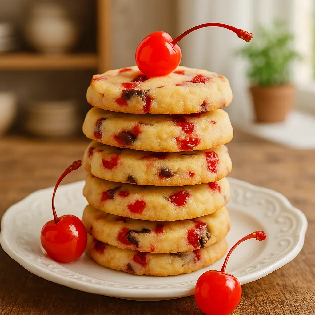Plate with cherry-filled cookies.