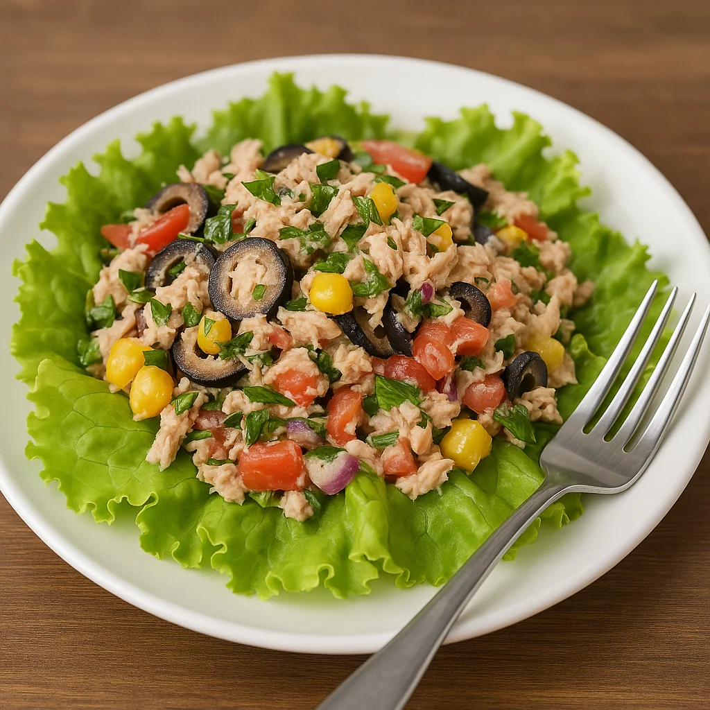 A fork with food on a plate.