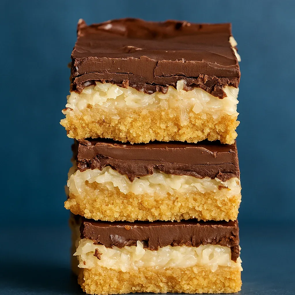 Three chocolate bars stacked on top of each other.