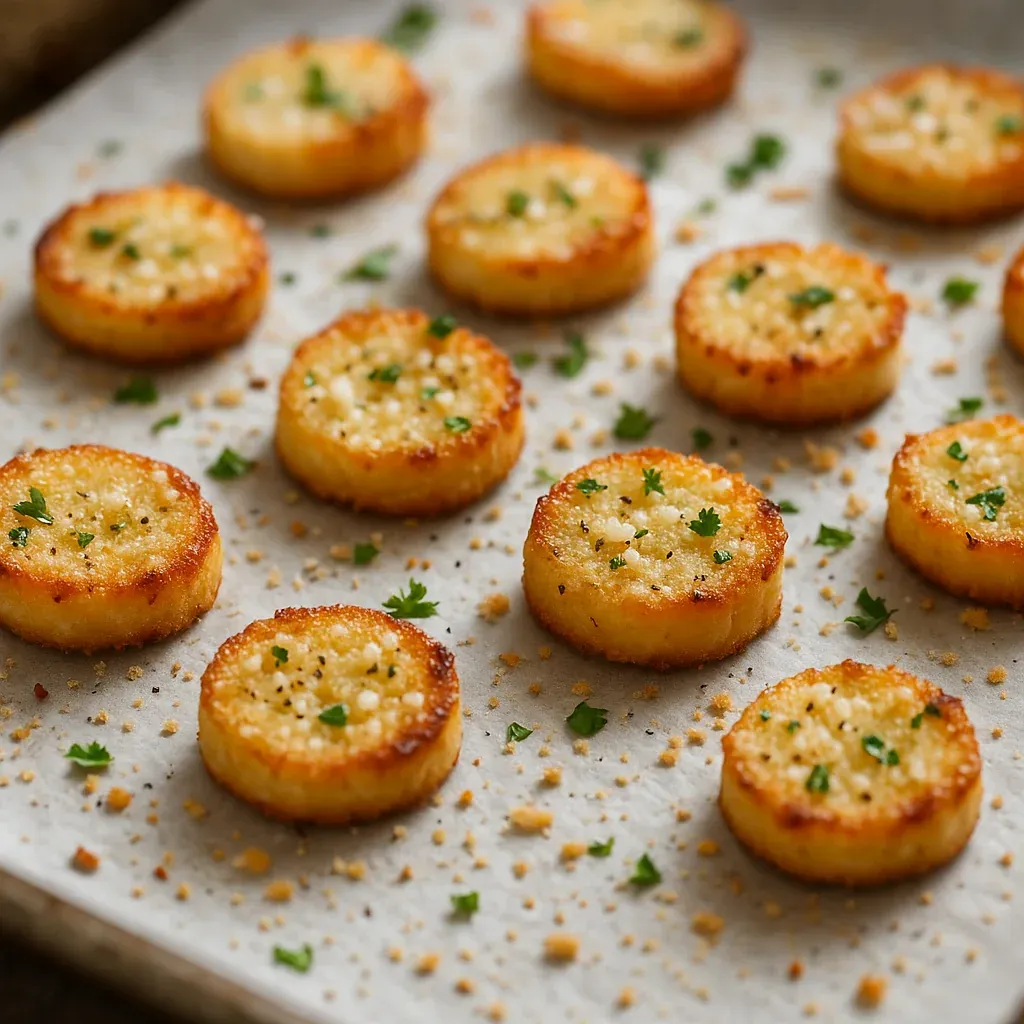 A tray of crispy crackers with herbs sprinkled on top.