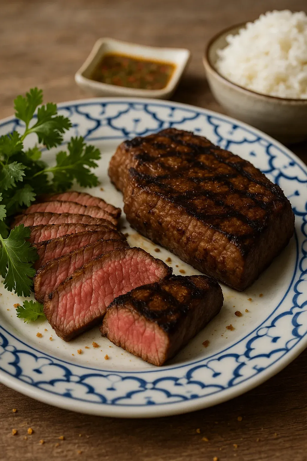 A plate of meat with a garnish of parsley.