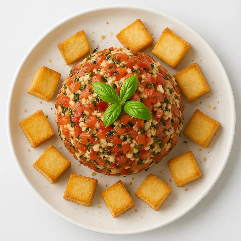 A plate of food with a green leaf on top.