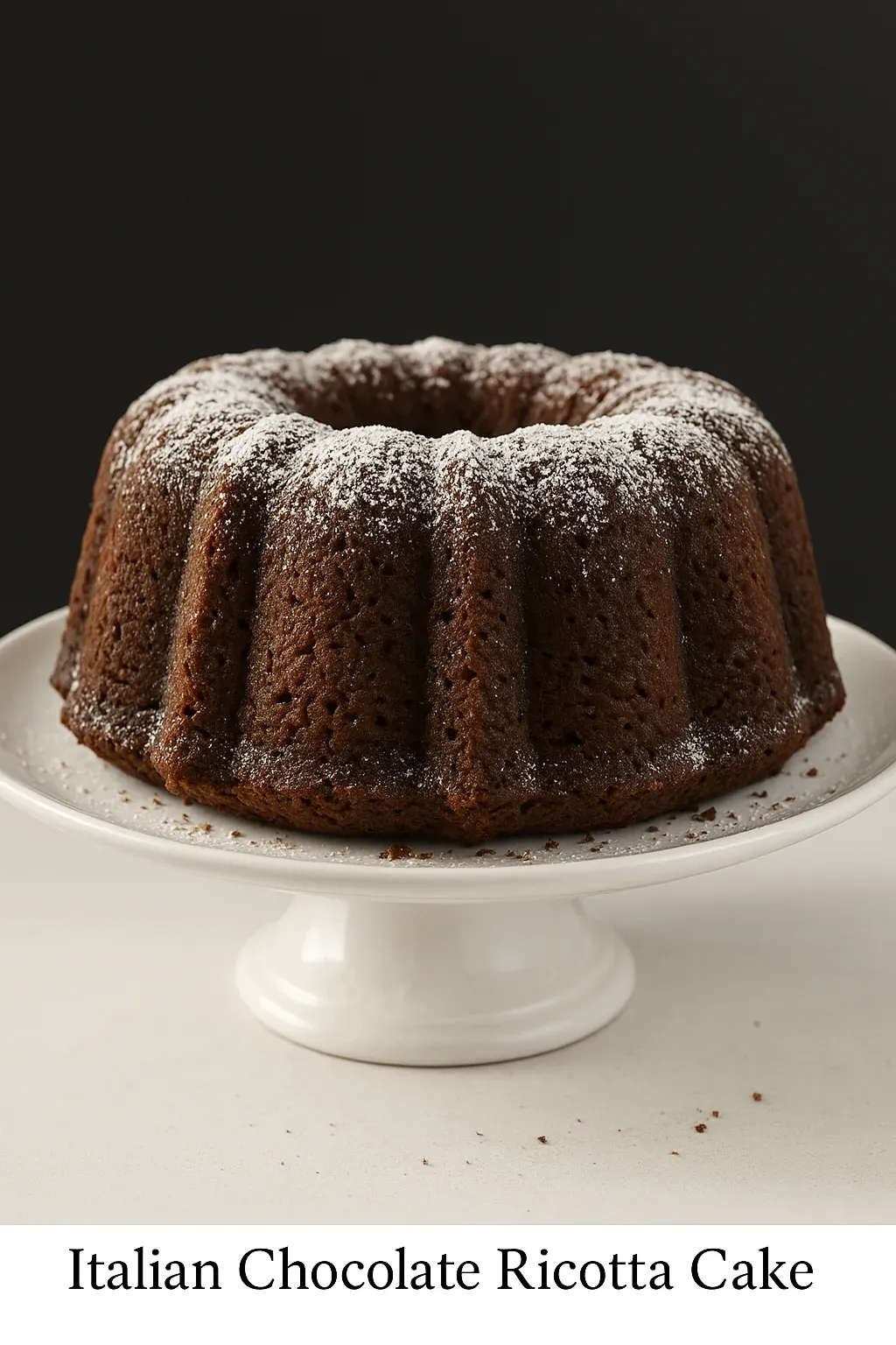 A cake with powdered sugar on top.