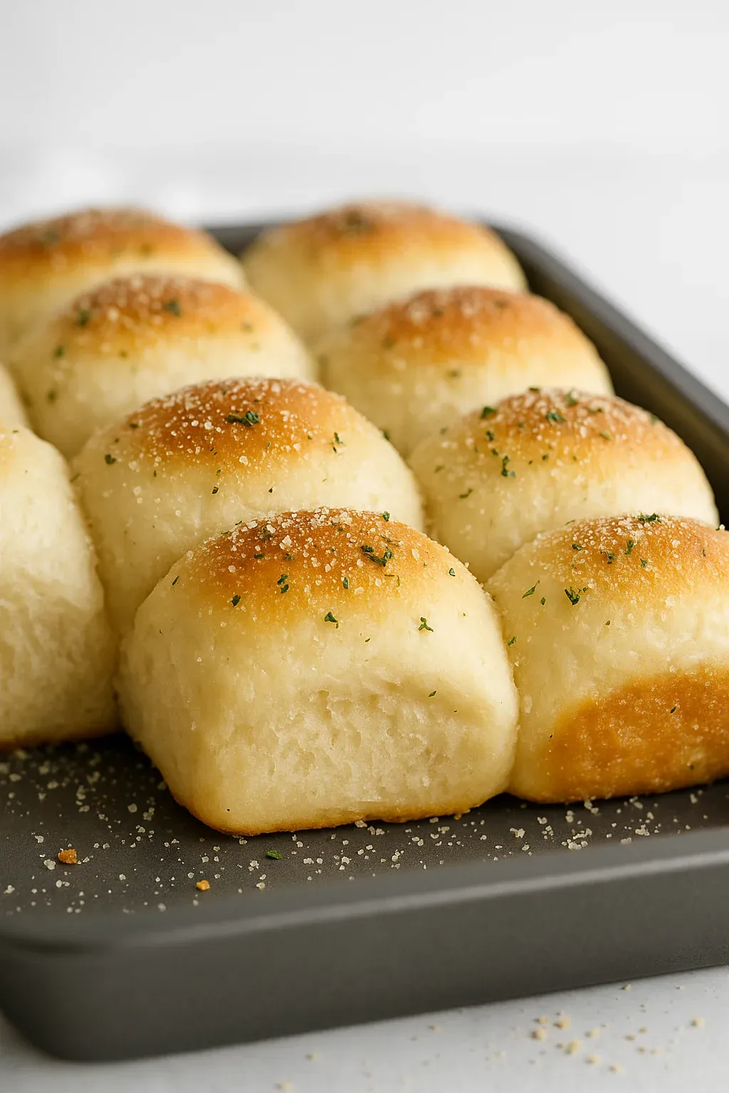 A pan of bread rolls.