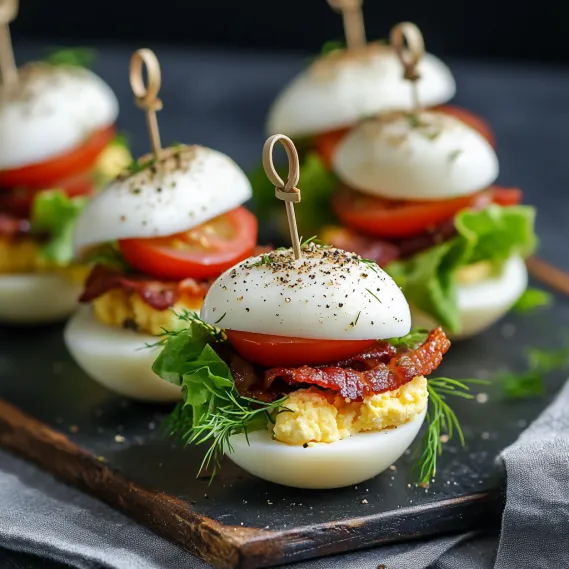 A plate of sandwiches with tomatoes and bacon.