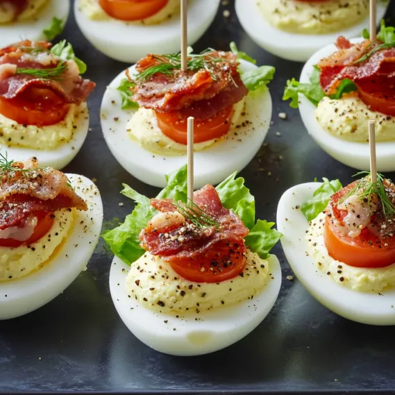 A plate of food with bacon and tomatoes.