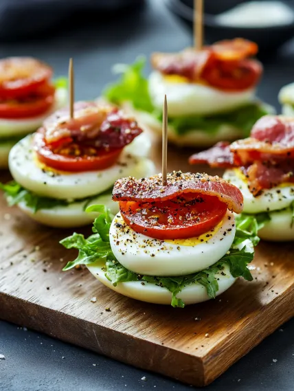 Bacon and tomato on a piece of bread.