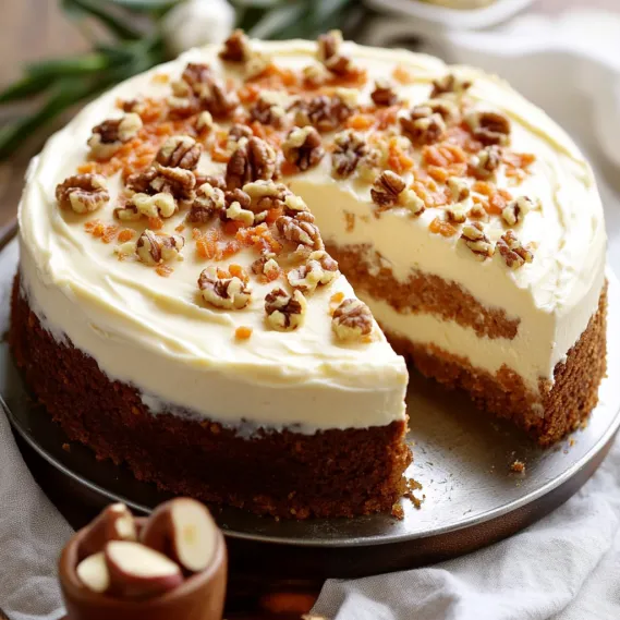 A walnut-topped slice of dessert.