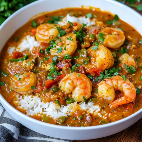 A dish of shrimp with rice.
