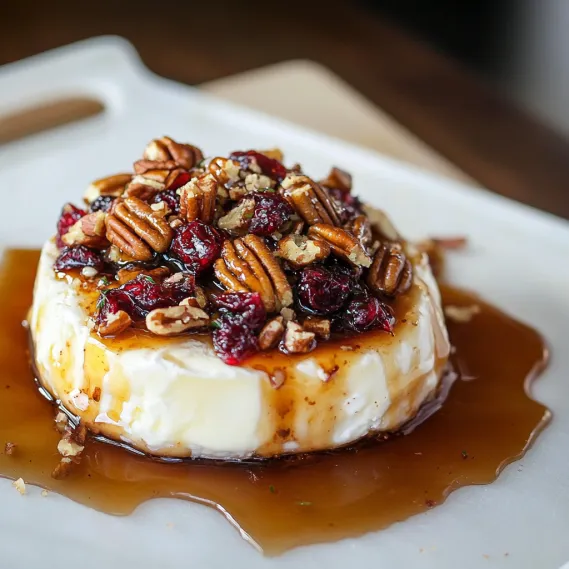 A delicious plate with cranberry and pecan topping.
