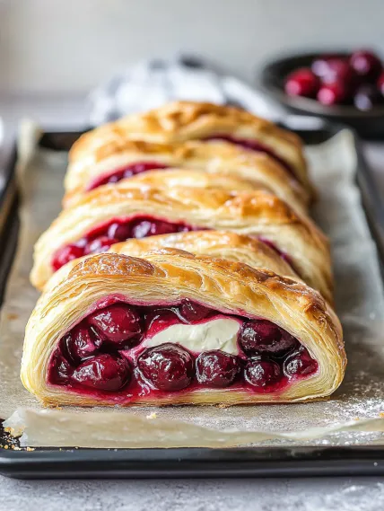 A pastry with red berries and whipped cream.