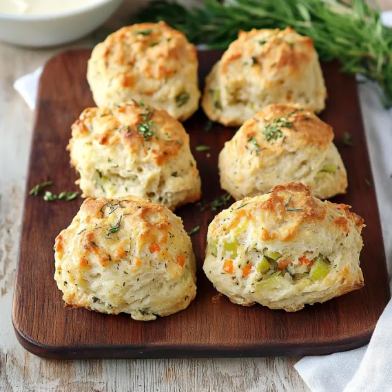 A plate of fluffy biscuits with herb garnish.