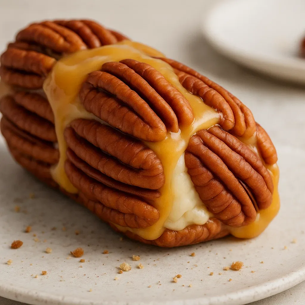A plate with caramel candy rolls.