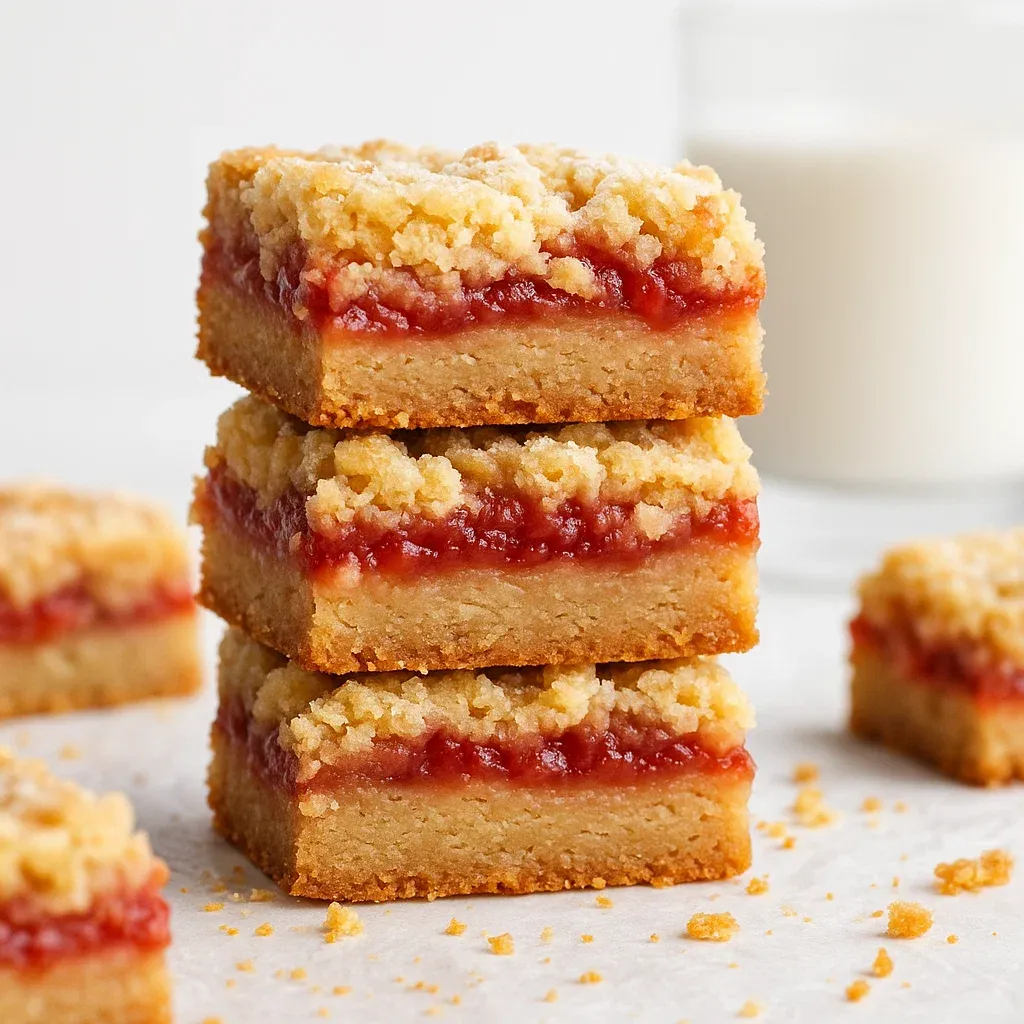 Stacked dessert bars with milk on the side.