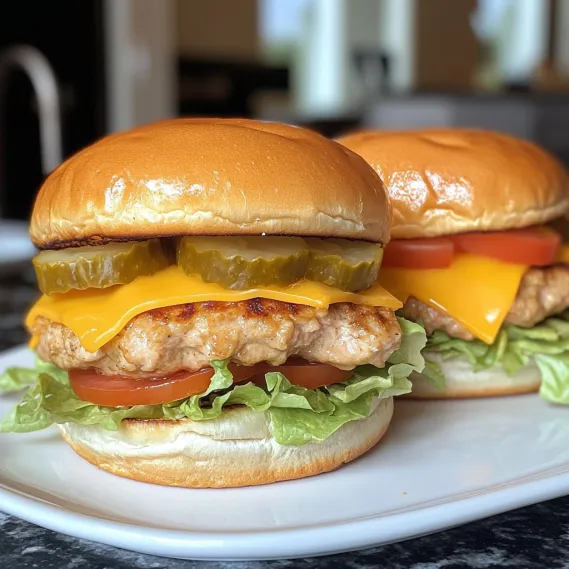 Two delicious burgers sitting on a plate.