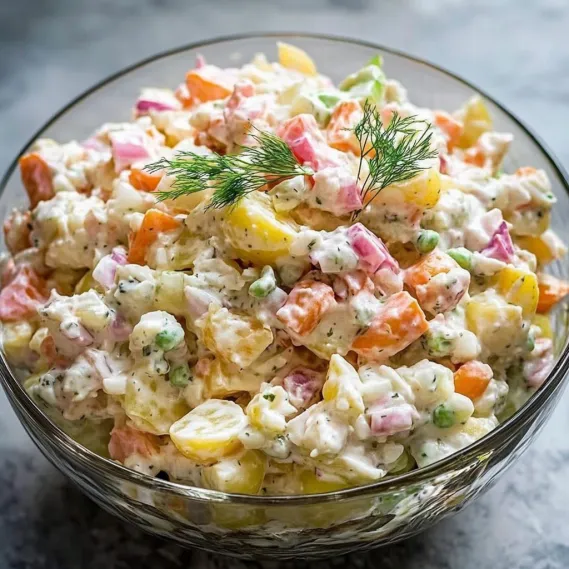 Salad in a bowl topped with parsley.