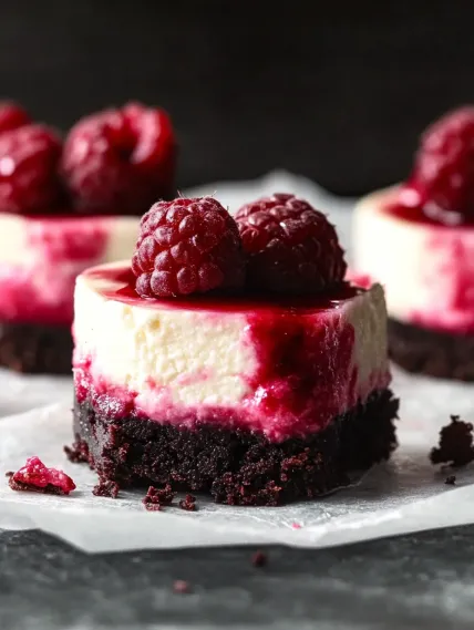 A slice of cheesecake with raspberries on top.