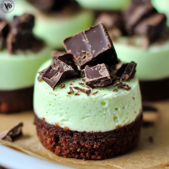 Mini chocolate-covered dessert with mint candies.