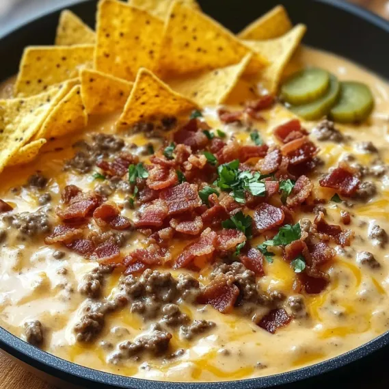 A close-up of bacon-topped chili with sliced jalapeños.