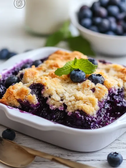A bowl of blueberry cobbler.