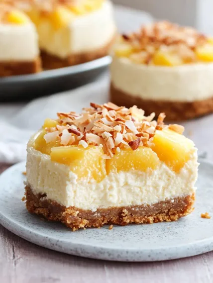 A slice of cake with coconut on top.