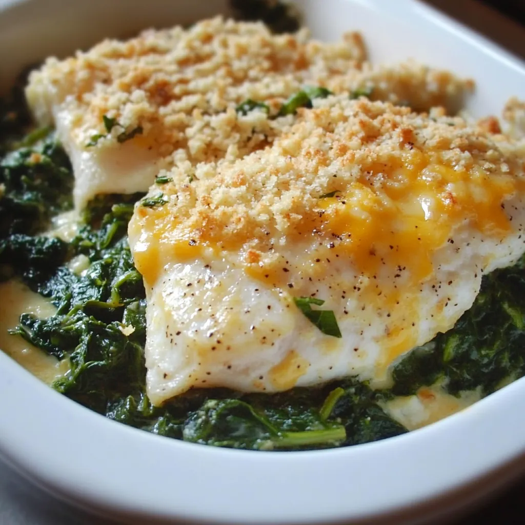 A white bowl full of greens and fish.